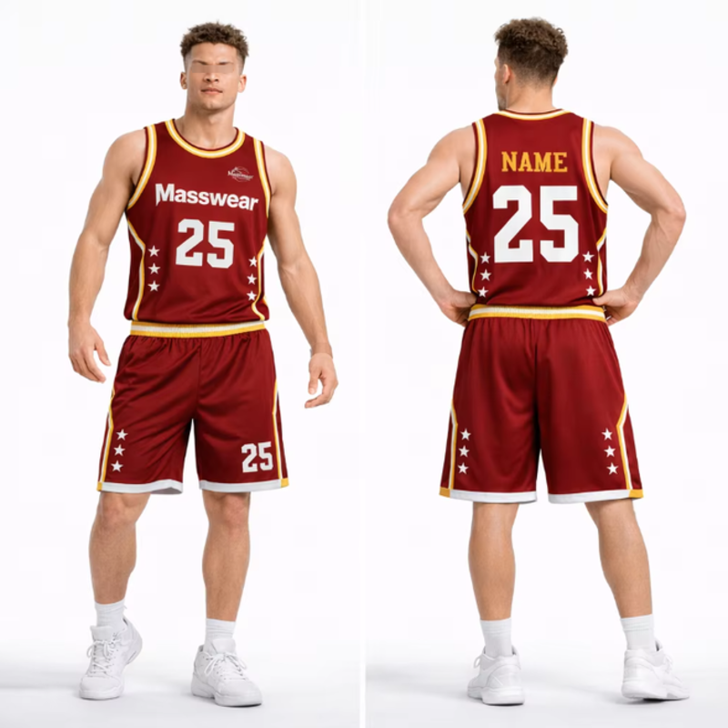 Star Pattern Retro Basketball Jerseys Set