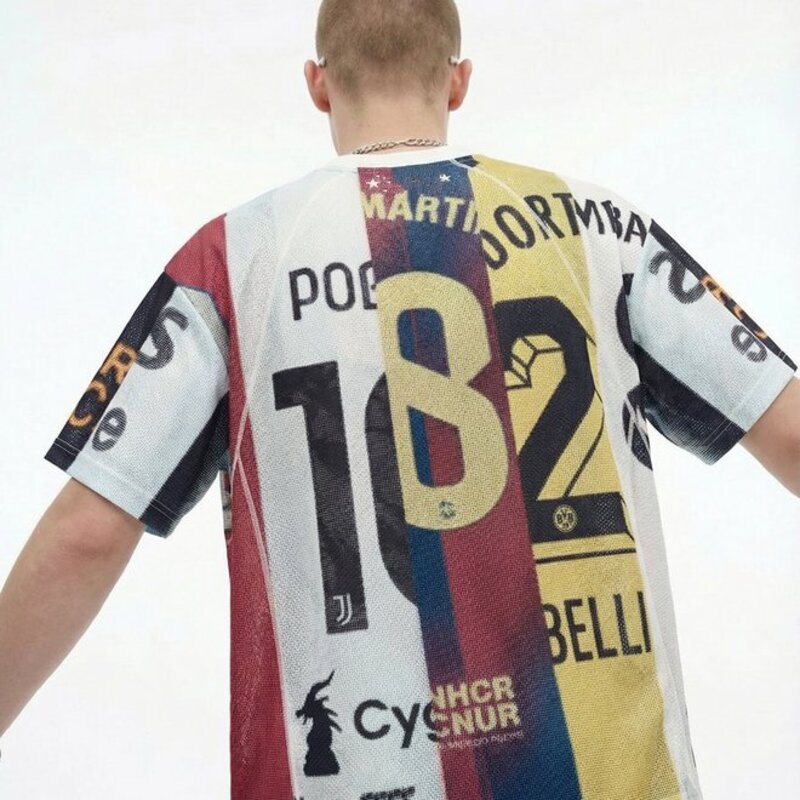 Streetwear Digital Printed Retro Loose Breathable Polyester Football Jersey T Shirt