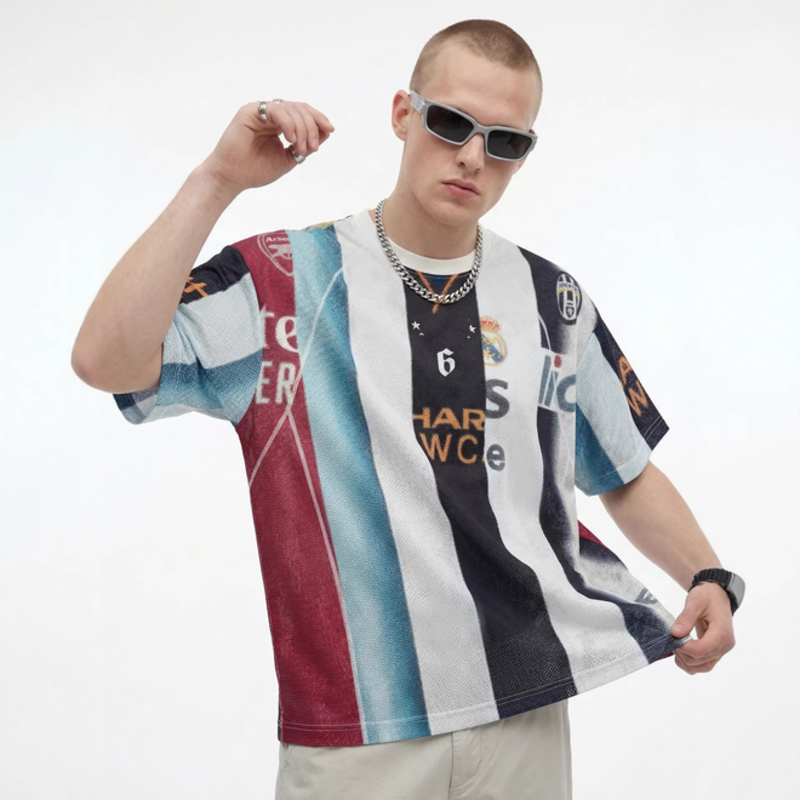 Streetwear Digital Printed Retro Loose Breathable Polyester Football Jersey T Shirt