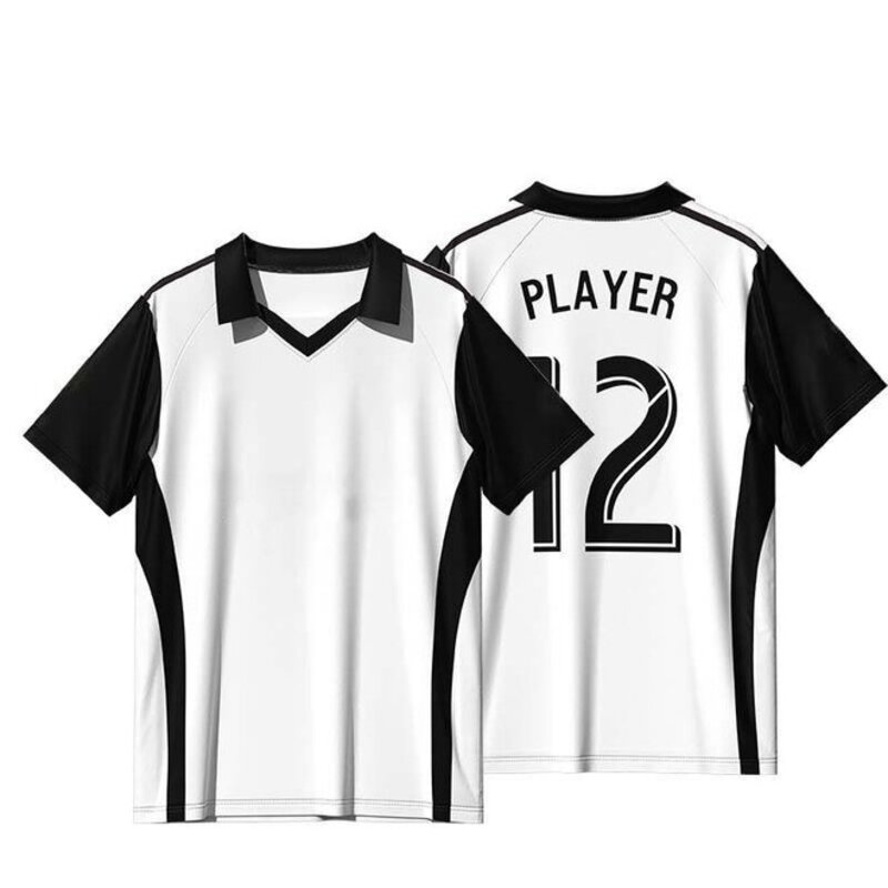 Polo Neck Breathable Polyester Retro Soccer Jersey
