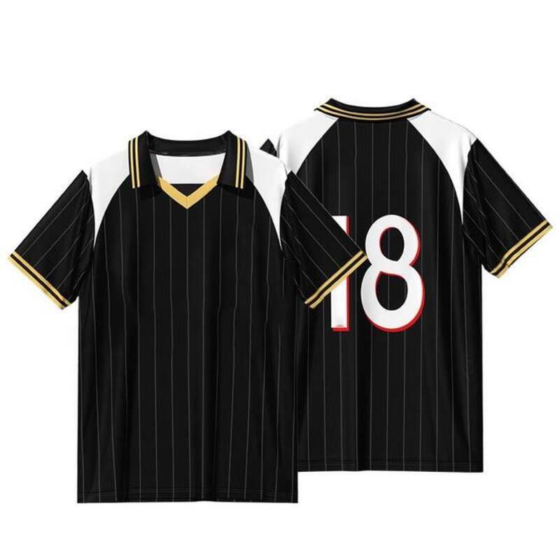 Polo Neck Breathable Polyester Retro Soccer Jersey