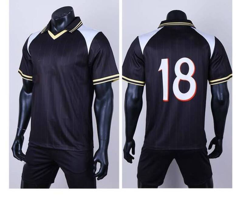 Polo Neck Breathable Polyester Retro Soccer Jersey