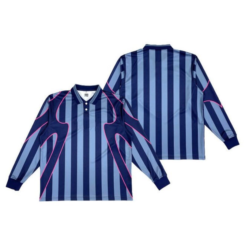 Polo Neck Design Retro Long Sleeve Football Shirts
