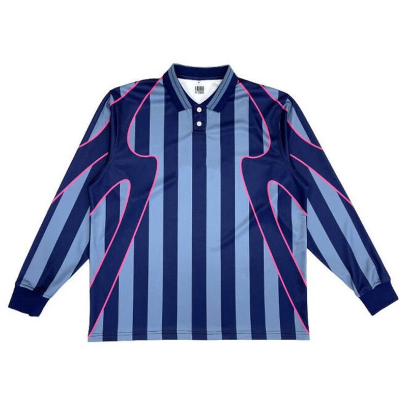 Polo Neck Design Retro Long Sleeve Football Shirts