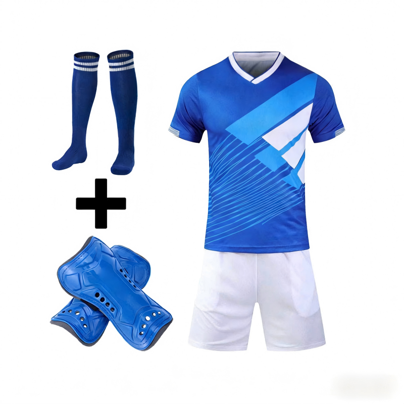 Wholesale Soccer Team Training Kit Jersey Shorts Socks and Shin Guards Set