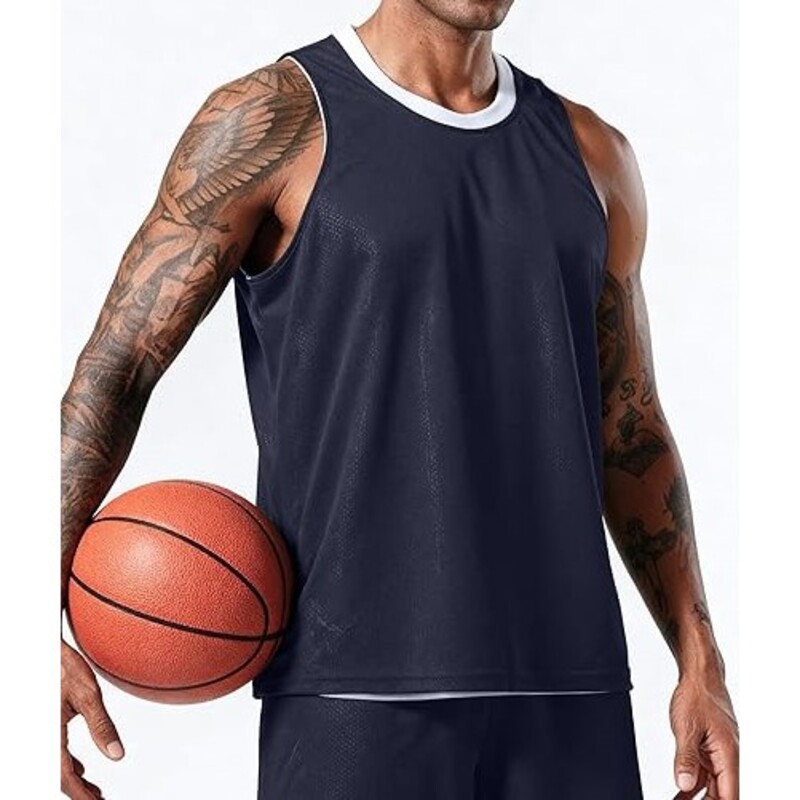Mens Lightweight Reversible Basketball Uniform Kit for Training and Games Set
