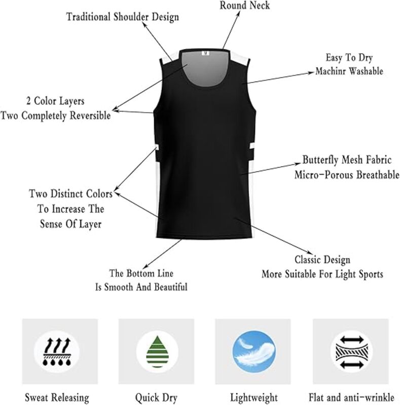 4 Packs Breathable Mesh Reversible Basketball Practice Jersey for Team Scrimmage