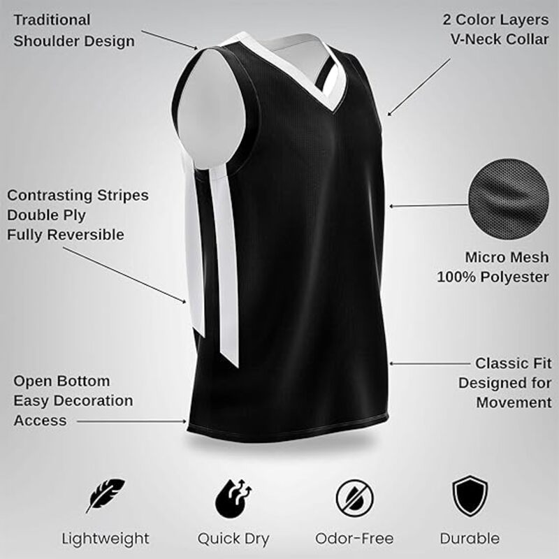 Reversible Basketball Training Jersey and Shorts Sports Set