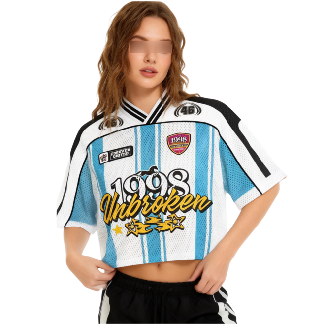 Short Sleeve Cropped Stylish Boxy Football Jersey